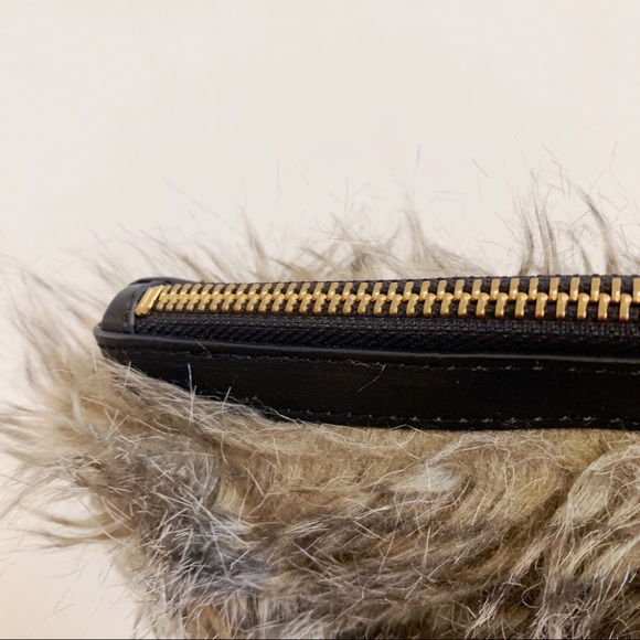 Ann Taylor Leather Trim Faux Fur Clutch NWOT - Picture 5 of 10